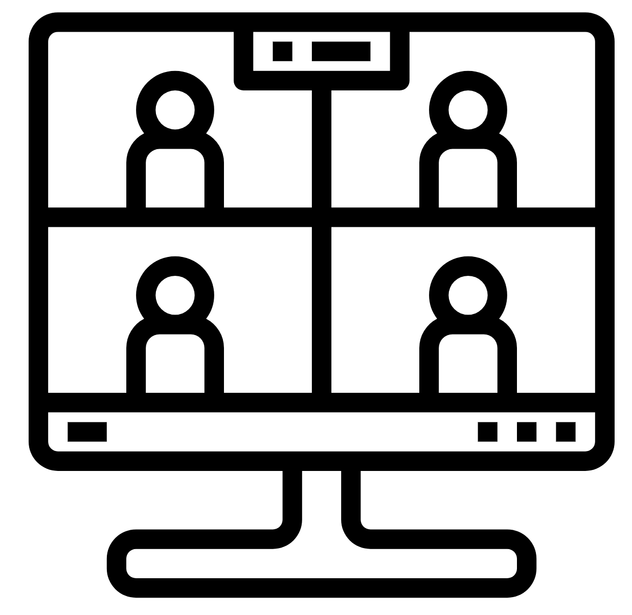 Icon depicting video conference on desktop computer