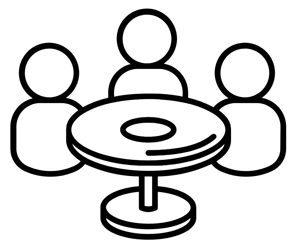 Icon depicting people sitting around table